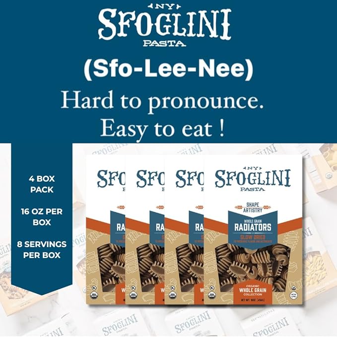 Sfoglini Organic Whole-Grain Radiators (4-Pack 16 oz Each)
