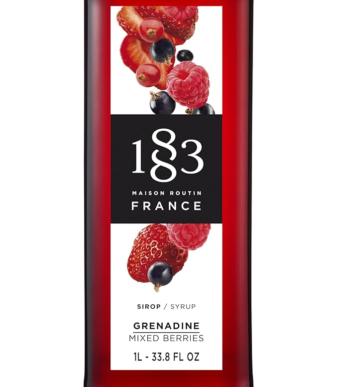 1883 Grenadine Mixed Berries Syrup for Drinks Made in France 1 Liter Glass Bottle