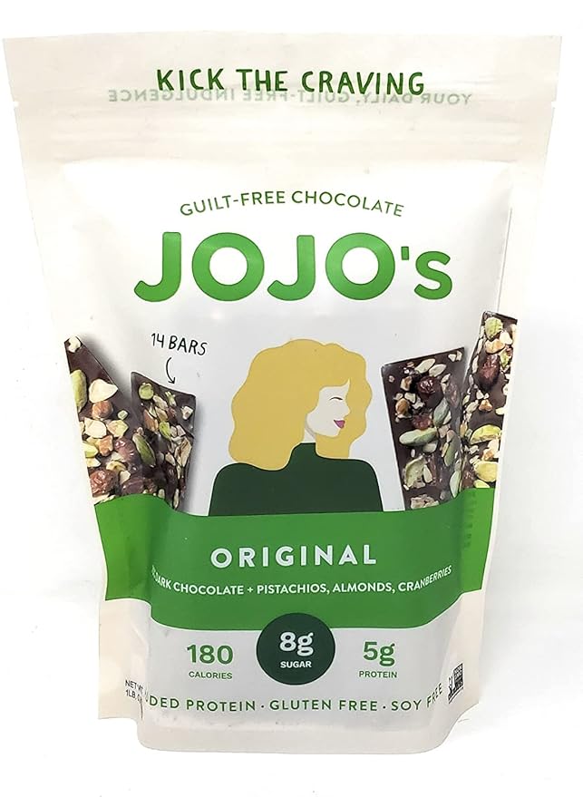 JoJo's Guilt-Free Chocolate with Almonds 70% Dark Chocolate Pistachios Dried Cranberries 1LB (Pack of 2) 16 Ounces