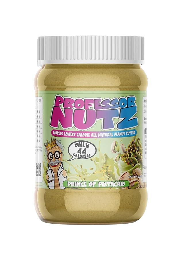 Professor Nutz Organic Peanut Butter- Low Calorie Nut Butter Natural Peanut Butter Natural Fiber Healthy Peanuts Great source of Protein 30 Essential Vitamins (12.41 Ounce Pistachio)