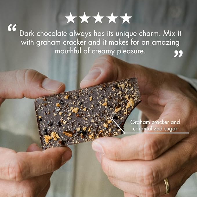 Ritual Chocolate S’mores Mini Bars 8-Pack – 70% Dark Chocolate with Caramelized Sugar &amp Graham Cracker Crumbs – Artisan Bean-to-Bar 25g Each