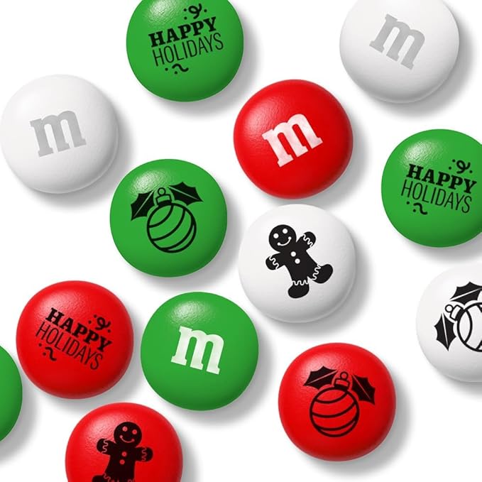 M&ampM’S Holiday Favor Tins Set of 24 Unique Holiday Favors filled with Pre-Designed M&ampM’S Holiday Candies for Holiday Parties and Stocking Stuffers