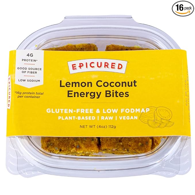 Epicured Protein Energy Bites (8 packs = 16 traditional snack bars) Lemon Coconut