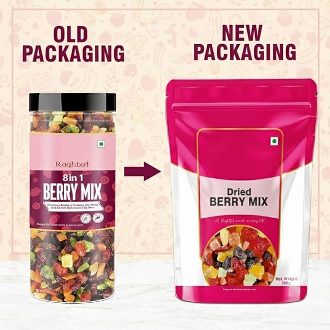 8 in 1 Berry Mix 200g Jar | Dried Berries | Cranberry | Strawberry | Blueberry | Kiwi | Pineapple | Mango | Black Raisins | Snacks | Ready to Eat
