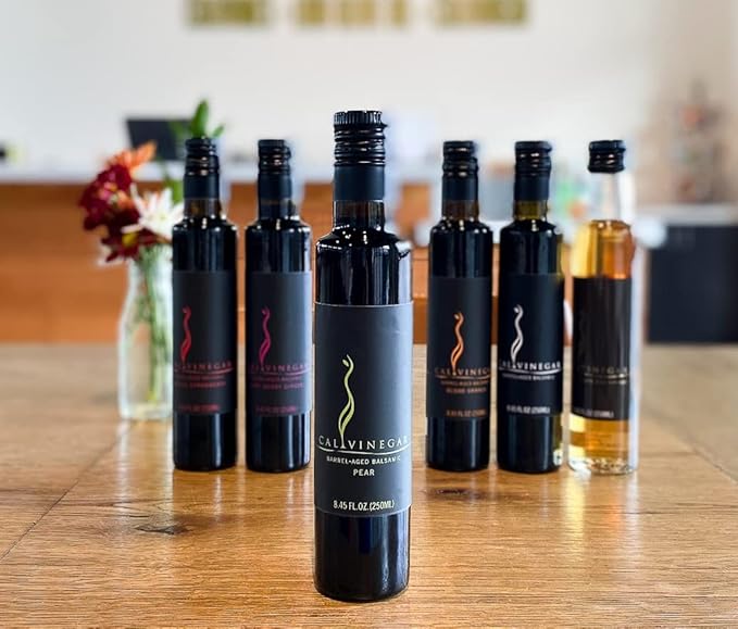 Calivirgin Balsamic Vinegar - Pear Flavored Traditional Balsamic Vinegar - Thick Velvety Authentic Italian Balsamic Vinegar - Gourmet Vinegar - Barrel Aged Balsamic Vinegar Bottle - 250ml