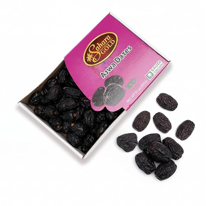 Sahara Gold Ajwa Dates - Authentic Saudi Grown from Al- Madinah - NON-GMO &amp Gluten Free Fiber Rich Healthy Snacks - Naturally Mildly Sweet - Bulk Pack Non-Pitted Dates - For Ramadan &amp Snacking