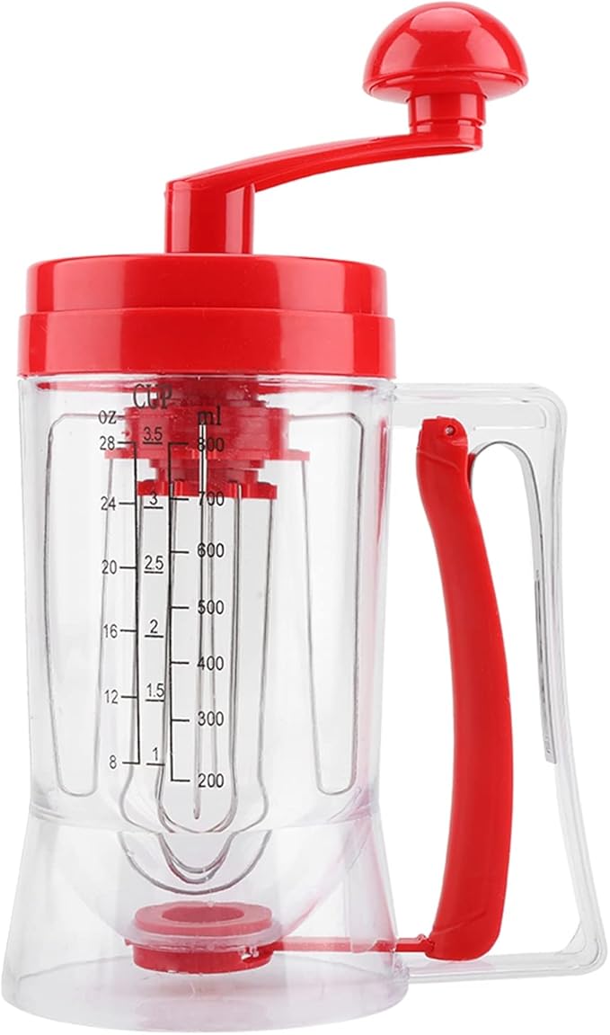 Handheld Batter Tool | Manual Pancake/Cupcake Mixer | ABS Baking Device with Scale | Safe &amp Easy to Maintain | 21.5cm for Cakes/Waffles