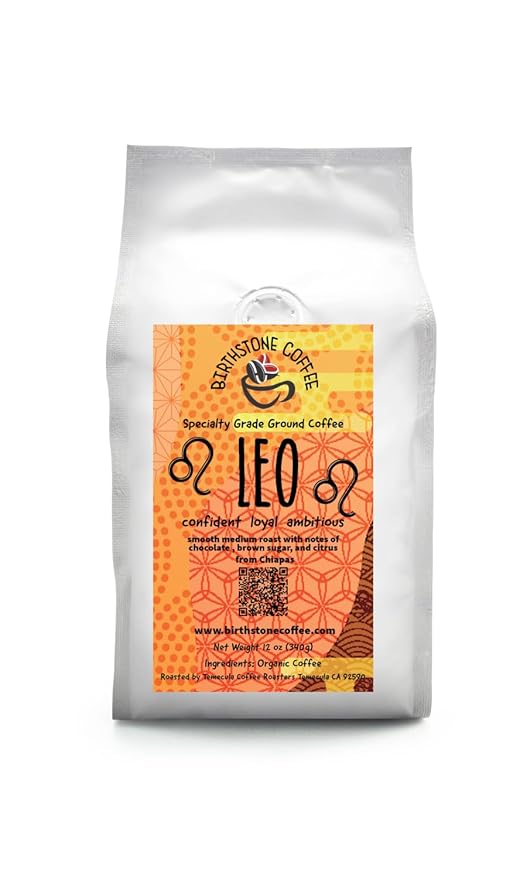LEO Coffee/ Birthstone Coffee Birthday Collection/ GROUND/ July 23-August 22. You're confident ambitious loyal generous big hearted and protective. You love to express yourself. You're courageous