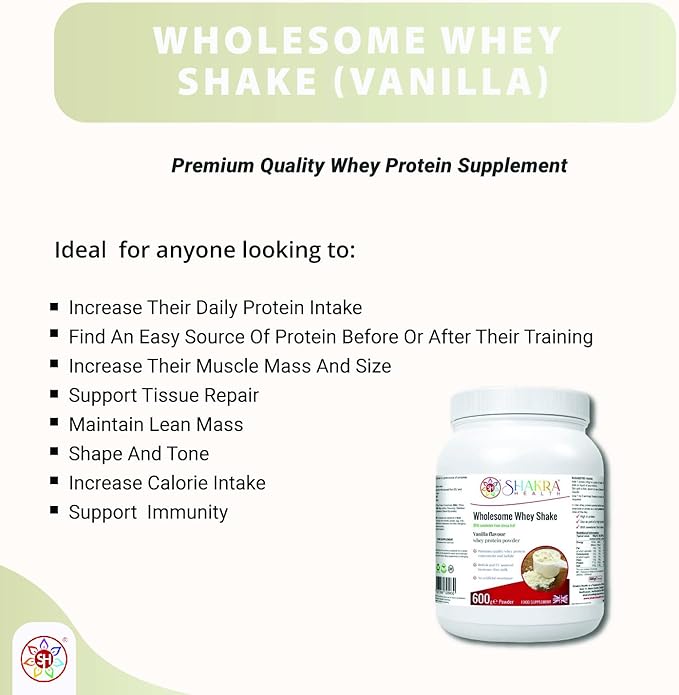 Wholesome Whey Protein Shake (Vanillla) - Spirituality Science &amp Supplements by Shakra Health
