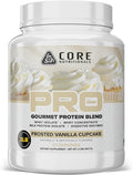 Core Nutritionals PRO Gourmet Protein Blend | Whey Protein Blend | with MCTs &amp Digestive Enzymes | Sustained Release Protein &amp Recovery Support | 28 Servings (Frosted Vanilla Cupcake)