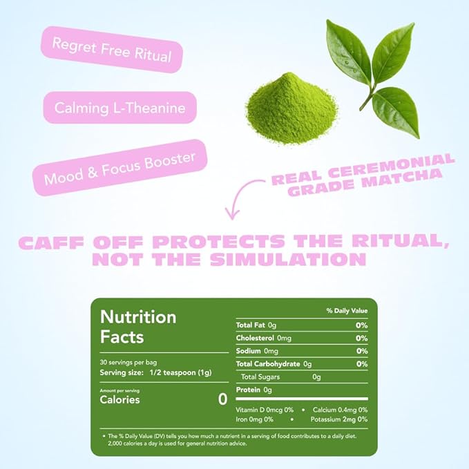 Caff Off Decaf Strawberry Matcha Green Tea Powder From Japan – 1.06 oz / 30 g – Ceremonial Grade &amp Sugar-Free – No Fillers or Milk Powders – Naturally Decaffeinated Without Chemicals – Tested for