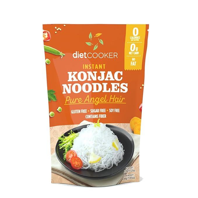 Shirataki Noodle DIET COOKER Premium Konjac Noodle Keto &amp Vegan Friendly 9.52 oz Odor Free Low Calorie Pasta Zero Net Carbs Healthy Diet Food - Angel Hair (6 Packs)
