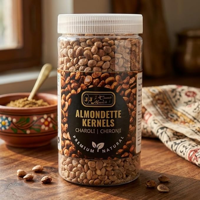 Organic Almondette Kernels (Chironji Seeds) Charoli Seeds - Rich In Nutrients Source Of Protein Fibers And Essential Minerals - Ideal For Garnishing Baking (200 gm)