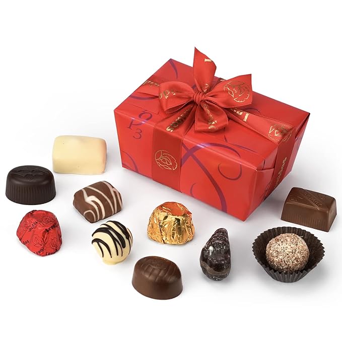 Leonidas Belgian White Milk &amp Dark Chocolate Gift Box - 1 lb / 453 g - Birthday Thank You Anniversary Congratulations Gift Basket Gold Ribbon Gourmet Candy Assortment