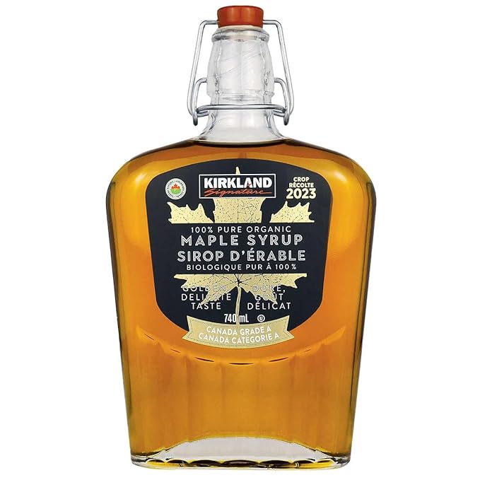 Kirkland Signature 100% Pure Organic Maple Syrup Canada Grade A 740mL/26 fl. oz. Bottle (Imported from Canada)