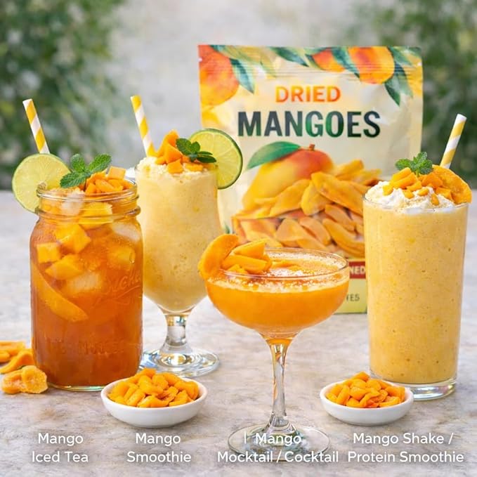 Dried Mango Slices Sweetened Tropical Fruit Snack 35 oz Sliced Soft Chewy Mangoes - Snacking Gifting Baking Smoothies Trail Mix Treat – Resealable Bag