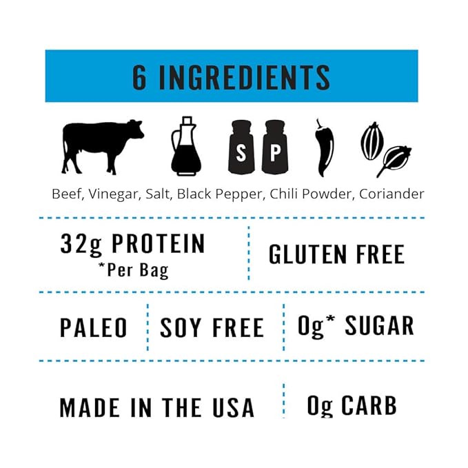 Garlic Kalahari Biltong Air-Dried Thinly Sliced Beef 2oz (Pack of 8) Sugar Free Gluten Free Keto &amp Paleo High Protein Snack