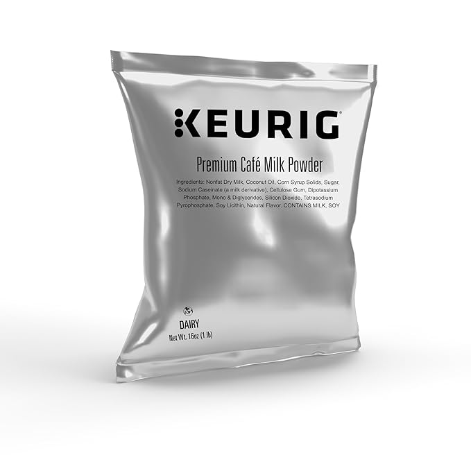 Keurig Premium Café Milk Powder 1lb Bag Specialty Beverage Base for Lattes &amp Cappuccinos Makes About 30 Drinks for Commercial Brewers Contains Milk &amp Soy 12 Pack