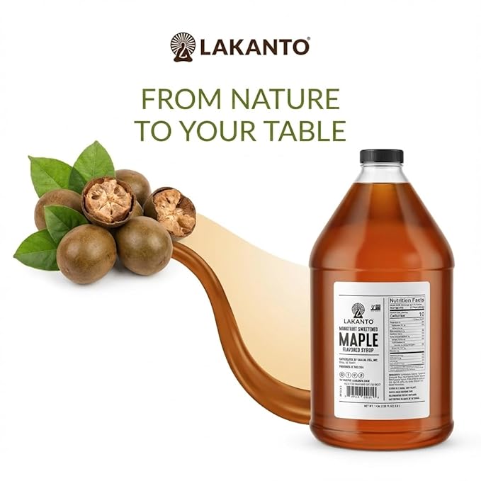 Lakanto Sugar Free Maple Flavored Syrup Sweetener with Monk Fruit and Erythritol 128 fl oz