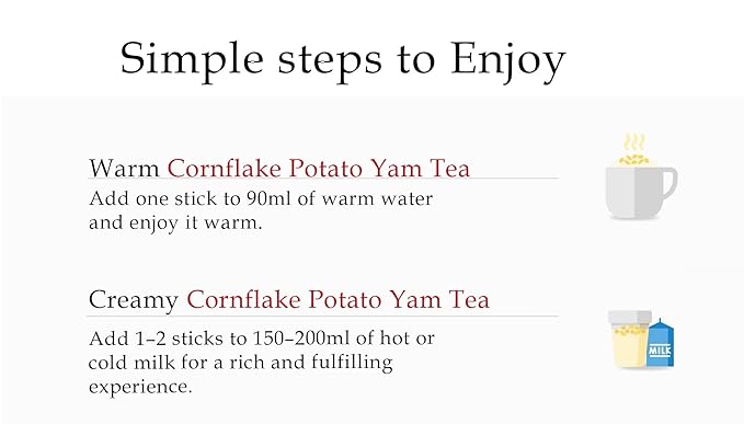 Damtuh Yam (Ma) Tea Powder Drink Mix with Corn Flakes &amp Potato Flakes – Korean Cereal-Style Instant Hot Drink Creamy &amp Smooth 22g x 40 Stick Packs