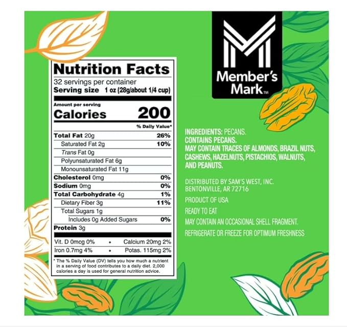 Natural Pecan Halves 32 oz.(1 Pack) Resealable Bag Unsalted Raw Nuts for Cooking Baking &amp Snacking Vegan Protein Keto Snack Healthy Snacks for AdultsGluten Free Raw Pecans Halves