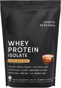 Sports Research® 100% Whey Protein Isolate Chocolate Peanut Butter - U.S. Sourced Protein Powder w/BCAAs -No Artificial Flavors or Gums- Informed Sport Tested · Gluten Free- 2lb Bulk Bag 25 Servings
