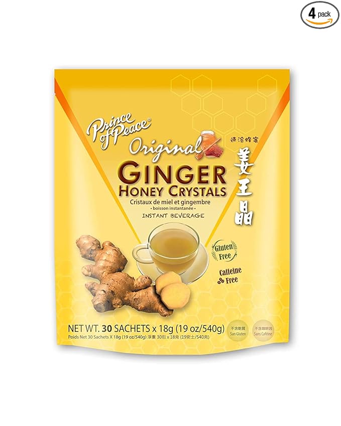 Prince of Peace Instant Ginger Honey Crystals 30 ct Bags - 18 g Sachets - PACK OF 4