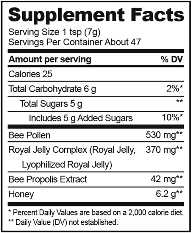 Superfood Honey by Beekeeper's Naturals - Bee Pollen Royal Jelly Propolis Honey - Natural Energy Immune Support Mental Clarity Athletic Performance (11.6 oz)