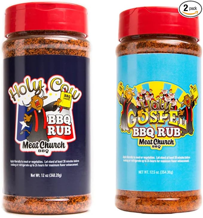 Meat Church BBQ Rub Combo: Holy Cow (12 oz) and Holy Gospel (12.5 oz) One Bottle of Each