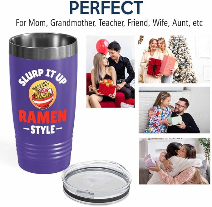 Ramen Lover Purple Edition Viking Tumbler 20oz - Slurp it up - Food Lovers chicken pumpkin vegan pantry spicy noodles