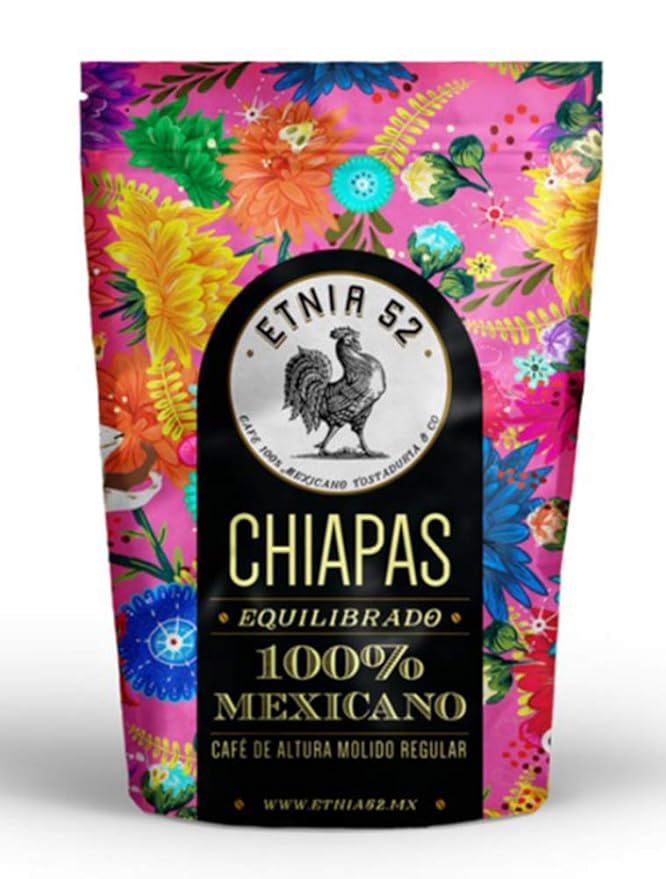 Etnia 52 - Chiapas (Intenso) Mexican Ground Coffee 1 lb Kosher Certified (KMD) Made in Mexico Includes Ebook Recipe Link