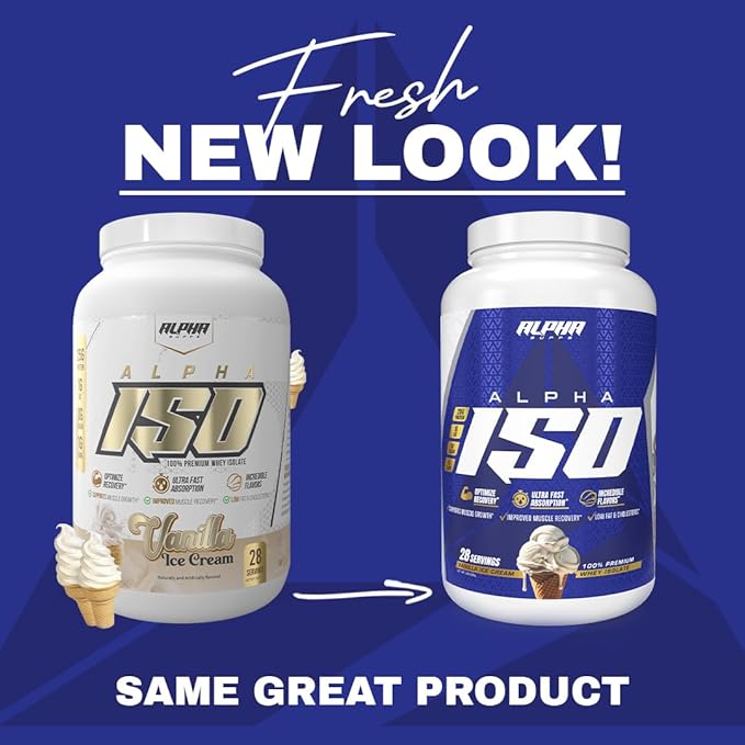Alpha Supps ISO Low Carb 100% Whey Protein Isolate Powder 25 Grams Per Serving Helps Support Muscle Growth Low Sugar and Gluten Free (Vanilla Ice Cream 2 lb)