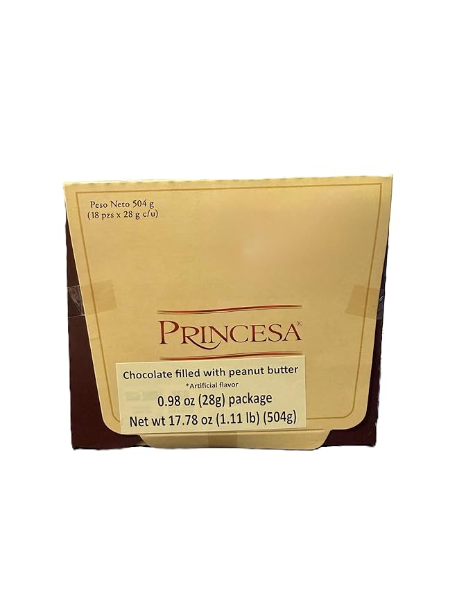 Princesaa - CHOCOLATE RELLENO CON CREMA DE MANI - 18 unit box 504g/1.11 lb