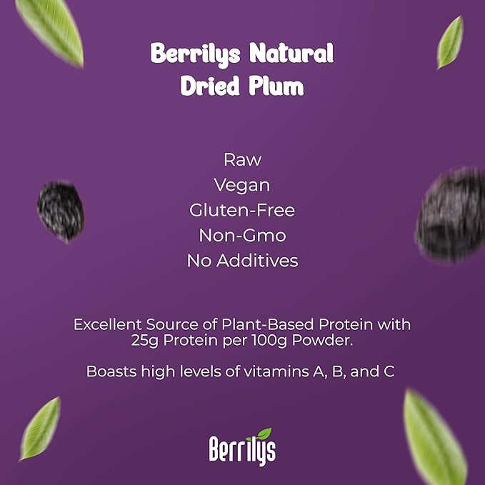 Berrilys Premium Dried Plums 3 lb (48 oz) – Naturally Sweet &amp Juicy Pitted Prunes No Added Sugar Non-GMO Gluten-Free Rich in Fiber &amp Antioxidants – Perfect Healthy Snack &amp Baking Ingre