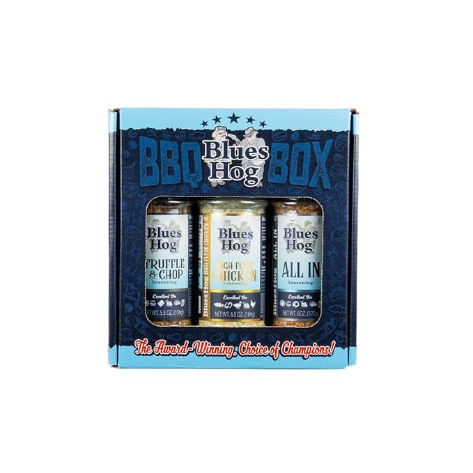 Blues Hog Seasonings BBQ Box – All In High Flyin’ Chicken &amp Truffle &amp Chop Variety Pack – Gourmet Dry Rub Gift Set All‑Natural &amp Gluten‑Free