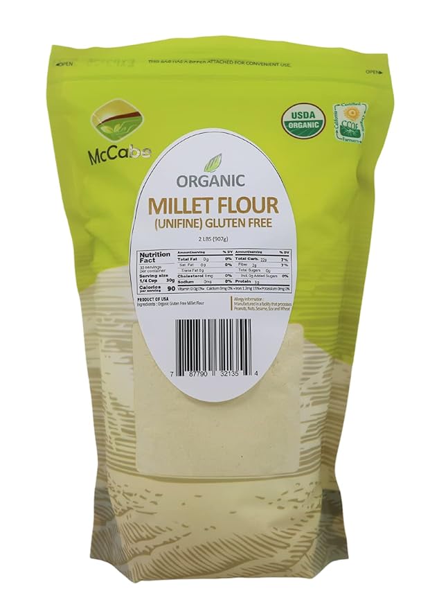 McCabe Organic Millet Flour - Millet Flour Organic | Rich with Fiber &amp Minerals | USDA and CCOF Certified | Product of USA | 2Lbs