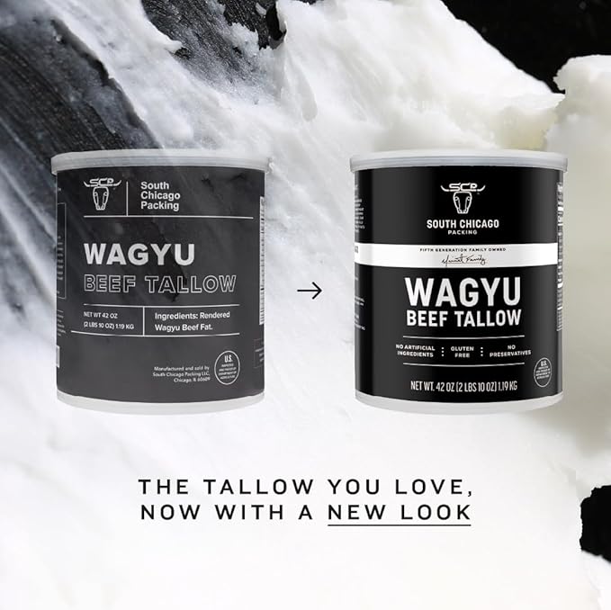 South Chicago Packing 100% Pure Wagyu Beef Tallow 42 Ounces – Paleo &amp Keto Friendly Cooking Fat for Searing Sautéing &amp Frying