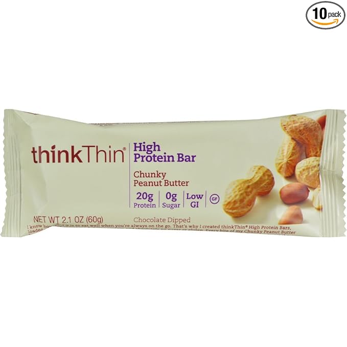Think Products Thin Bar - Chunky Peanut Butter - Case of 10-2.1 oz