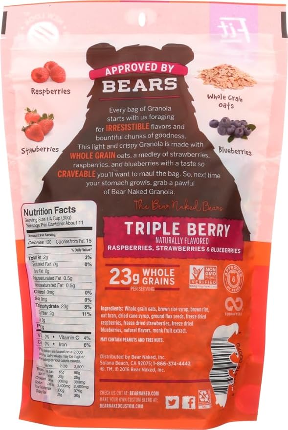 Bear Naked Fit Granola Triple Berry Crunch 12-Ounce Pouches (Pack of 6) by Bear Naked [Foods]
