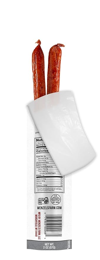 Wenzel’s Farm Beef with Pepperjack Sticks │Snack Sticks │ Flavorful Naturally Smoked │ High Protein Low Carb │ No MSG Fillers Binders Artificial Colors │ Gluten Free | 32 sticks (16 packs of 2)