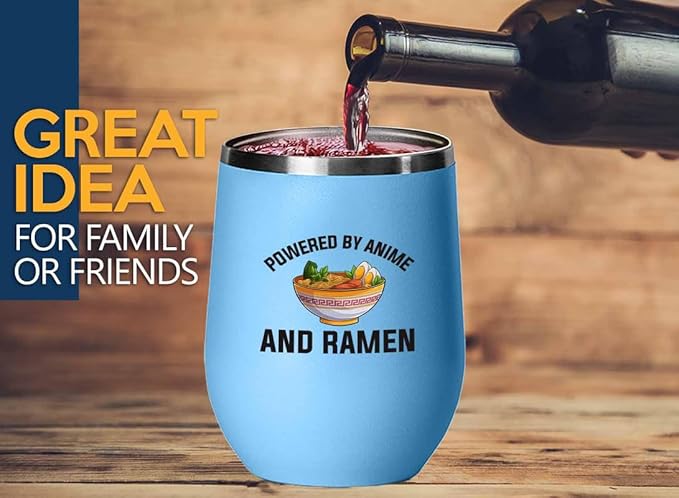 Ramen Lover Blue Edition Wine Tumbler 12oz - Powered by anime - Food Lovers chicken pumpkin vegan pantry spicy noodles