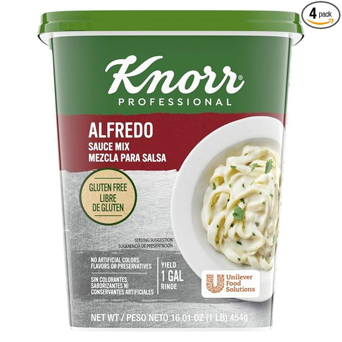 Knorr Professional Alfredo Sauce Mix Made With Real Parmesan Cheese Gluten Free No Artificial Colors Flavors or Preservatives 1 lb Pack of 4