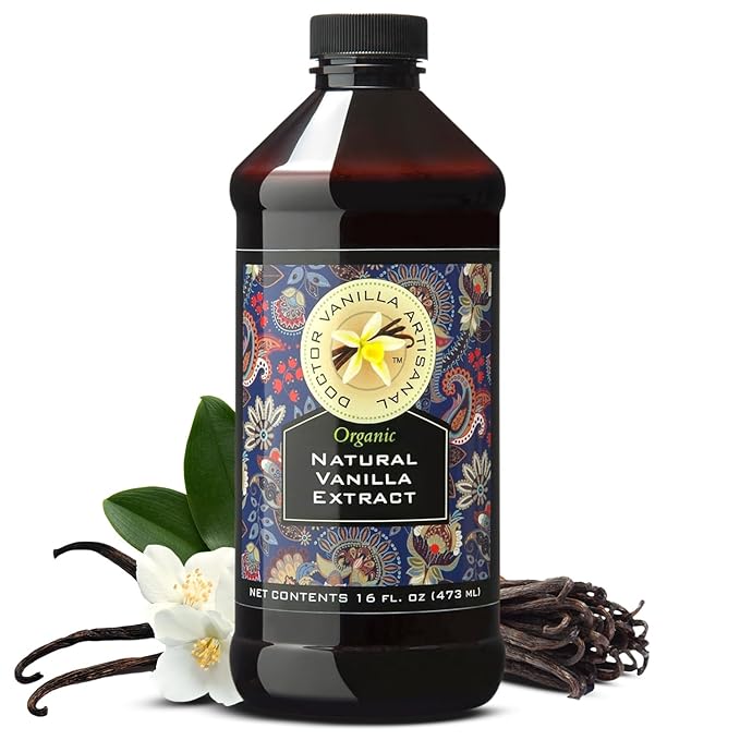 Organic Vanilla Extract 16 fl oz - Madagascar Bourbon vanilla 100% natural sugar‑free GMO‑free gluten‑free vegan paleo keto and kosher