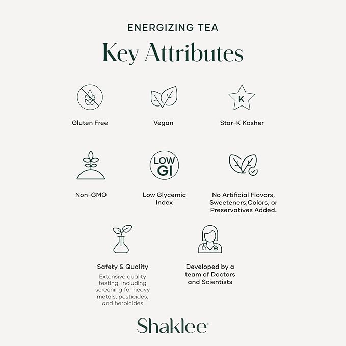 Shaklee Energizing Tea Pomegranate Flavor - Antioxidant-Rich Blend of Green White and Red Teas for Gentle Energy Lift - Energy Boost On-the-Go Packets - Hot or Cold - 28 Servings