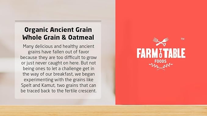 Farm to Table Foods Organic Ancient Grain Whole Grain &amp Oatmeal - High Fiber &amp Protein All Natural - 20 lb. Bag