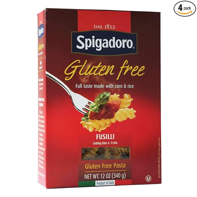 Spigadoro Fusilli Gluten-Free Italian Pasta | 340 Gram | 12 Ounce | Pack of 4