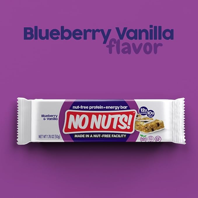 No Nuts! Blueberry &amp Vanilla Protein Bars – Nut-Free &amp School-Safe | 12g Plant Protein Vegan Gluten-Free Non-GMO Organic Kosher | 12 Count