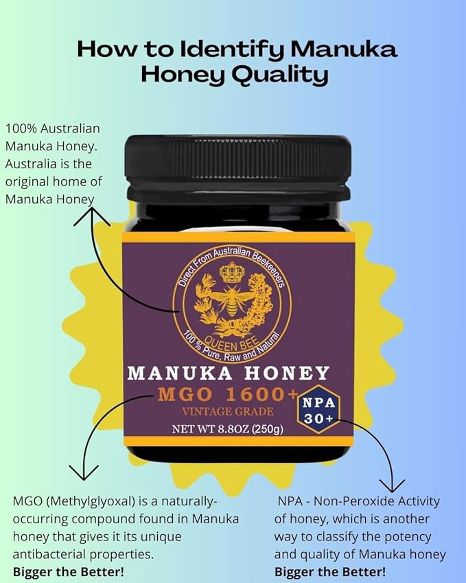 Manuka Honey MGO 1600+ NPA 30+ High Strength Medical Grade - Raw Manuka Honey (250g/8.8 ounce)
