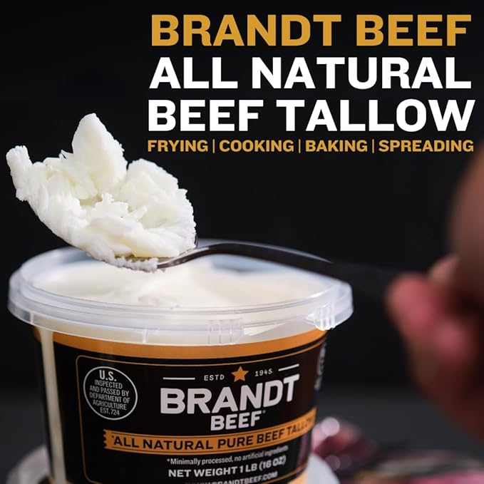 Brandt Beef Tallow – 100% Pure Beef Tallow for Cooking | 16 oz (1 lb) Tub Beef Tallow for Deep Frying | High Smoke Point | No Additives or Preservatives | Sustainably Sourced | Family-Owned Ranch USA