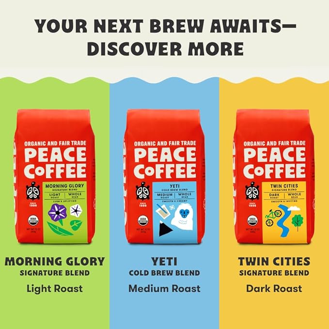 Peace Coffee French Roast Whole Bean Coffee Dark Roast 5 lb Organic Fair Trade Nutty Bold Flavor Shade Grown Fresh Roasted